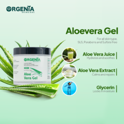 Orgenia Aleovera Gel – 99% Pure- 100ml – Hydrates skin, soothes irritation, and promotes healing